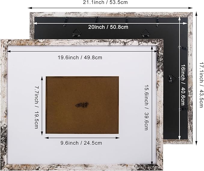 GraduatePro 16x20 Signature Picture Frame Board for 8x10 Photo with Signable Mat for Birthday Baptism Party Graduation Wedding Guest Book Rustic White