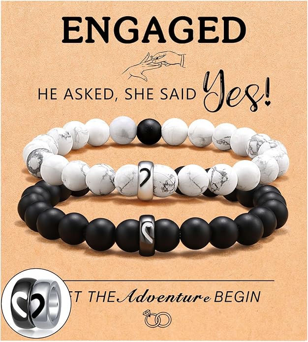 UNGENT THEM Matching Couple Ring Bracelets for Boyfriend Girlfriend Husband Wife Valentines Anniversary Birthday Engagement Gifts