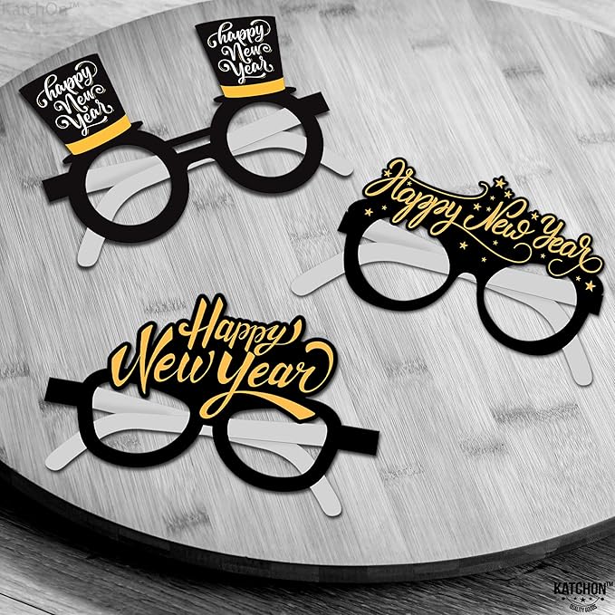 KatchOn, 2026 Glasses New Years - Pack of 12 | Happy New Year Eyeglasses 2026 for New Years Eve Party Supplies 2026 | NYE Party Glasses | Happy New Years Decorations 2026 | NYE Decorations 2026