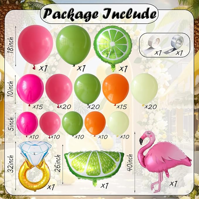 Margs And Matrimony Bachelorette Party Decorations 148Pcs Margarita Tropical Balloon Arch Garland Kit Lime Lemon Diamond Ring Flamingo Balloons Martini Birthday Mexican Fiesta Wedding Bach Decor