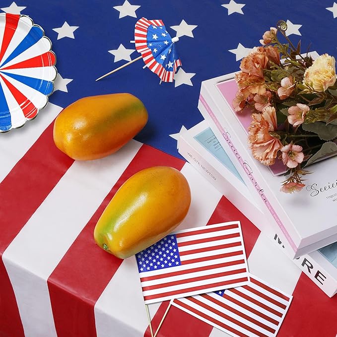 Childom 3 Pack Patriotic Tablecloths 4th of July Decorations,Disposable Plastic Tablecloths 54"x108",Patriotic Themed Party Table Cloth for Kids Birthday Party Supplies,Outside,Picnic,Camping,Memorial