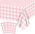 4 Pack Pink Gingham Tablecloths, Pink and White Checkered Tablecloths 86.6 x 51.2 Inches Gingham Table Covers Rectangular Waterproof Picnic Table Covers for Birthday Party Holiday Outdoor Supplies