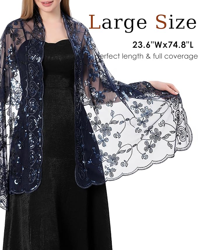 Gossifan Shawls and Wraps for Evening Dresses Sheer Women Elegant Glitter Shawls Soft Sparkly Wedding Bridal Scarf