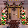 Skylety 2 Sets Christmas Peppermint Cane Candy Outdoor Decorations with 44 Inch Lawn Yard Stake with LED String Lights for Green Christmas Front Door Home Farmhouse Garden Outside Party(2 Sets)