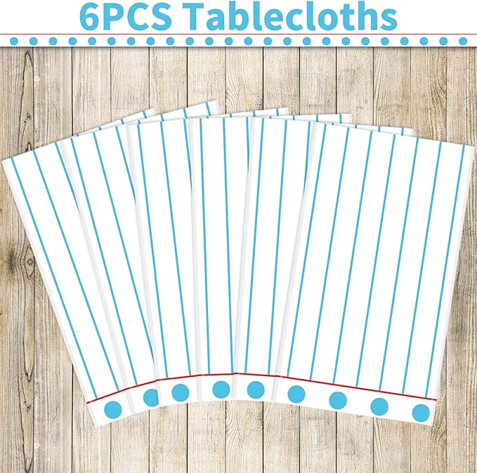 6PCS Notebook Theme Tablecloth Preschool Kindergarten Party Tablecover First Day to School 51x86 Inch Large Disposable Rectangle Notebook Tablecloth Cover for Back to School Educational Decorations