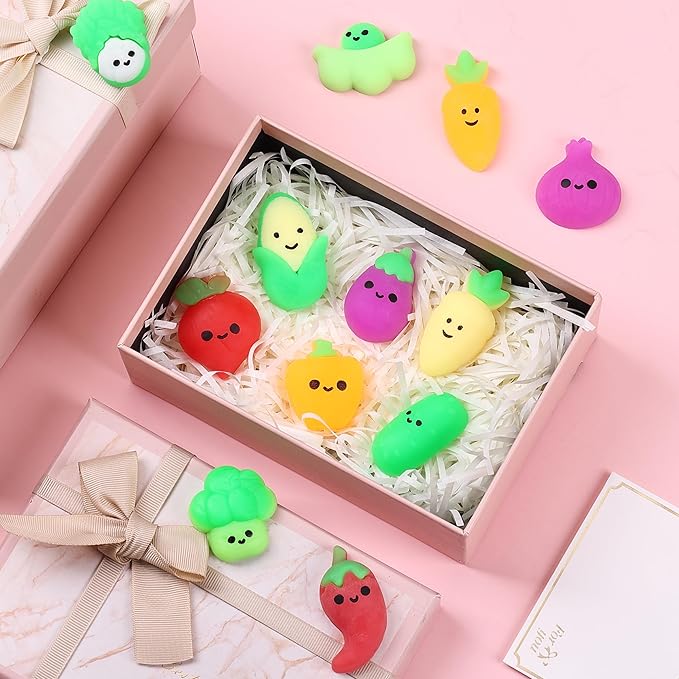 Mr. Pen- Vegetable Squishy Toys, 12 Pack, Washable Twistable Stretchy Squishies, Soft Stress Relief Sensory Toys for Squeezing, Kids’ Gifts, Party Favors & Classroom Rewards, Easter Egg Fillers