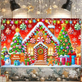 Gingerbread House Backdrop 71x43 Inches Christmas Candy Scene Banner Holiday Party Photo Background Merry Christmas Backdrop for Photography Indoor Outdoor Winter Decorations