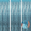 3 Pack 3.3 x 9.9 ft Light Blue Foil Fringe Backdrop Curtain, Streamer Backdrop Curtains, Streamers Birthday Party Decorations, Tinsel Curtain for Parties, Galentines Decor, Photo Booth