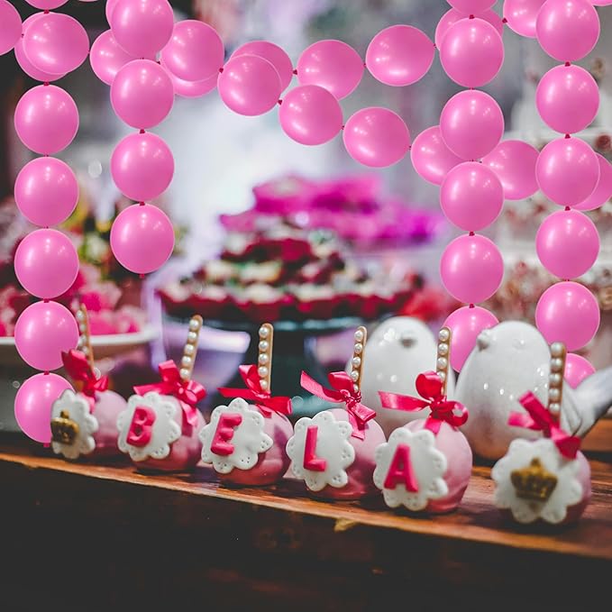 IN-JOOYAA 6 Inch Pink Latex Link Balloon 100 Pcs Quick Linkable Balloon for Party Decoration
