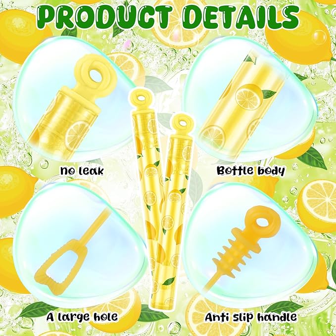 32 Pcs Lemon Bubble Wands Fruit Bubble Wand Party Favors for Adult Summer Activity Birthday Party Goodie Bag Stuffers Gifts Wedding Supplies