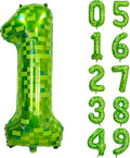 40 inch giant Green pixel miner game number 1 balloon Large mining theme foil balloon 0-9 Suitable for pixel game parties children's birthdays party anniversary celebrations baby shower decoration