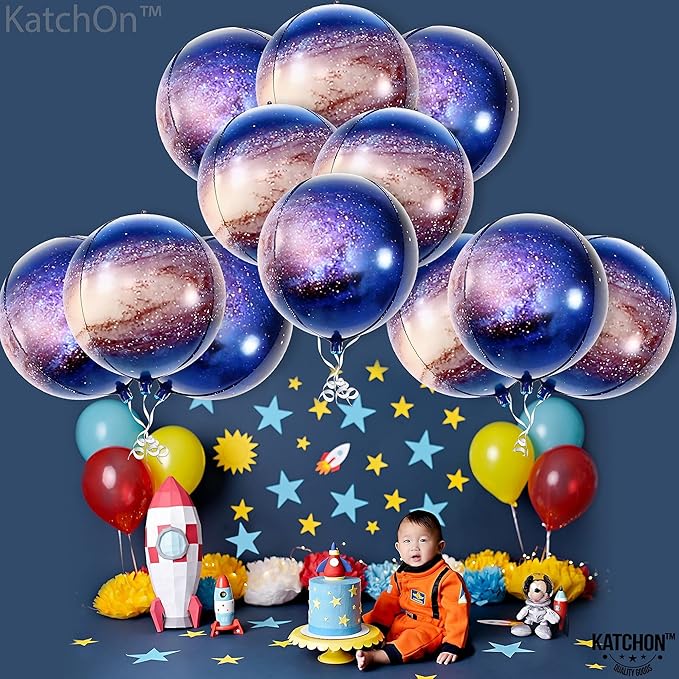 KatchOn, Galaxy Balloons for Galaxy Decorations - 22 Inch, Pack of 12 | Space Balloons for Birthday Decorations, Space Decoration | Planet Balloon, Back To School Décor