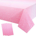 Kesfey 3 Packs Ombre Pink Tablecloth 54 x 108 Inch Gradient Pastel Pink Table Cloths Rectangle Disposable Plastic Light Pink Sprinkle Glitter Table Covers for Birthday Baby Shower Party Decorations