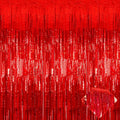 4 Pack 3.2Ft x 8.2Ft Red Foil Fringe Curtain Backdrop, Metallic Tinsel Foil Fringe Streamers Curtains Background for Photo Booth, Birthday, Wedding, Disco, Bachelorette, Christmas Party Decoration