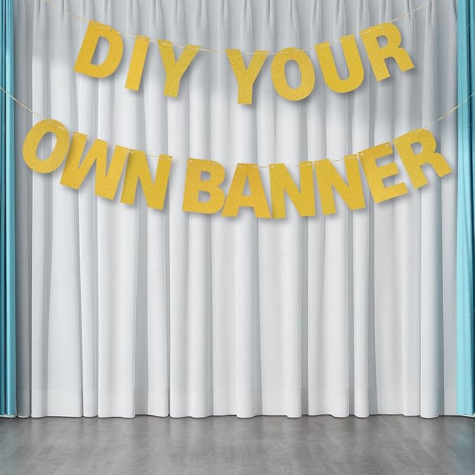 DIY Banner Kit with Letters Glitter Banner Letters Customizable Birthday Banners Graduation Banner Custom Party Hanging Banner for Graduation Wedding Party Baby Shower Decoration(Gold)