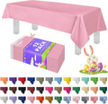 Grandipity 12 Pack Premium Disposable Plastic Tablecloth 54 Inch. x 108 Inch. Decorative Rectangle Table Cover - Pink