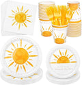 Kochorie 144 Pieces Boho Sun Birthday Party Decorations Tableware Sets Including Disposable Bohemia Sunshine Plates Napkins Cups Forks Serves 24 for Sun Baby Shower Party Supplies