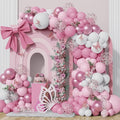 152Pcs Pastel Light Pink White Metallic Pink Balloon Arch Garland Kit,Pink White Rose Gold Confetti Balloon With Butterfly Stickers for Baby In Bloom Baby Shower Decorations Birthday Wedding Decor