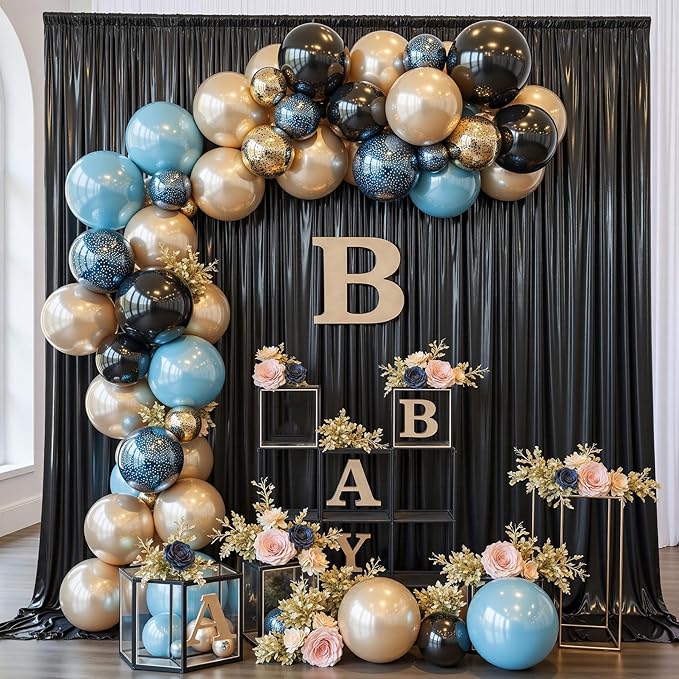 40x10 ft Wrinkle Free Black Sequin Backdrop Curtain for Parties,8 Panels 5x10ft Thick Not Fall Glitter Wedding Drapes Backdrop Photo Back Drop Cloth for Birthday Graudation Photography Background