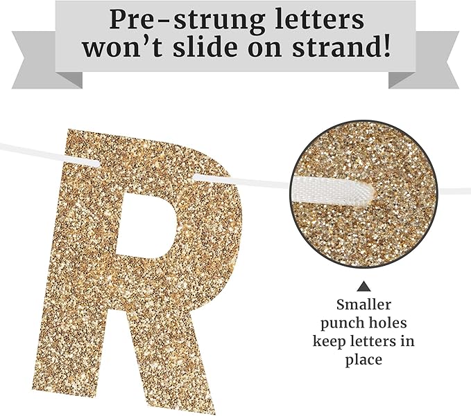 Pre-Strung Rude That You're Leaving But Ok Banner - No DIY - Gold Glitter Going Away, Retirement Banner - Pre-strung on 10 ft Strand - Farewell Graduation Party Decorations for Men & Women - No DIY