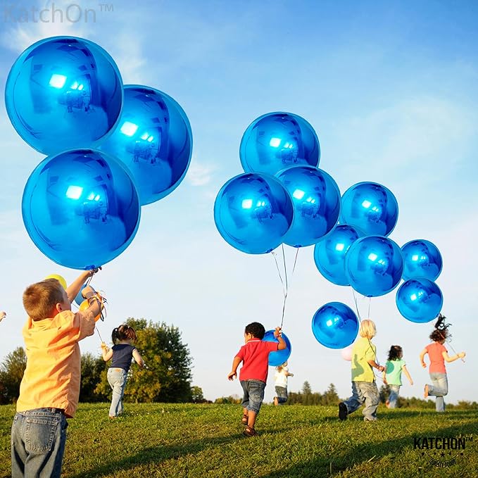 KatchOn, Large Royal Blue Balloons - 22 Inch, Pack of 12 | Royal Blue Metallic Balloons for Graduation Decorations | Blue Foil Balloon, Under The Sea Party Decorations