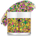 Mardi Gras Gold Hair Face Glitter,Mardi Gras Outfit for Women,Green Purple Gold Mixed Holographic Self-Adhesive Body Glitter,Festival Chunky Sequins Carnival Costume New Orleans Decorations