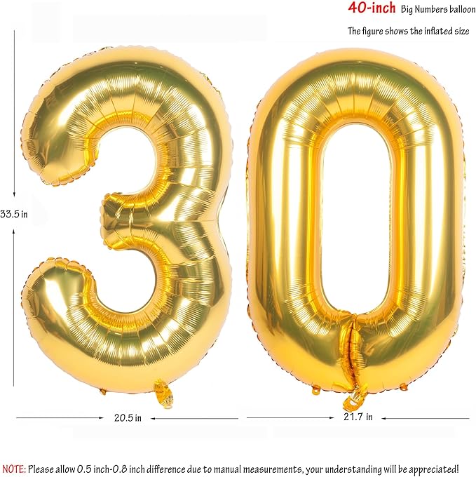 40 Inch gold Number Balloons Helium Foil Mylar Balloon Birthday Party banquet Decoration 30