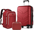 TILYMOL Expandable Luggage Set with Backpack - 21In Suitcase with TSA Lock & Spinner Wheels, Lightweight PP Hardshell Travel Luggage for Women, Red