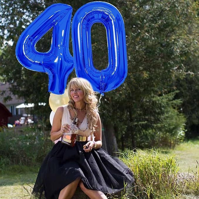 Number Balloons Navy Blue Balloons - Giant Number 40 Balloon, Blue 40th Number Balloon Birthday Decorations for Him