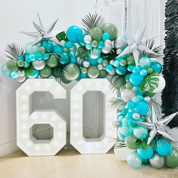 Blue and Green Balloon Arch Kit, 100pcs Sky Blue Green Balloon Garland Kit with Different Sizes 18/12/10/5 inch Balloons for Birthday Wedding Engagement Baby Shower Jungle Safari Party Decorations