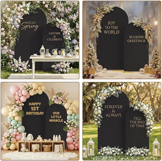 Metal Arch Backdrop Stand and Cover Set, 8FT, 6.6FT Party Backdrop, Easy to Assemble, Backdrop Stand for Parties, Birthday, Baby Shower