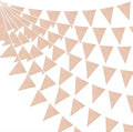 46Ft Nude Party Decorations Beige Burlap Banner Nude Triangle Pennant Flag Linen Garland Streamers for Vintage Boho Birthday Rustic Baby Shower Wedding Graduation Camping Party Decorations