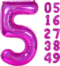 Laser Hot Pink 5 Balloon, Number Balloons 40 Inch, 5th Birthday Balloon Decorations, Laser Hot Pink Party Supplies, 5 Number Balloons, Number 5 Balloon