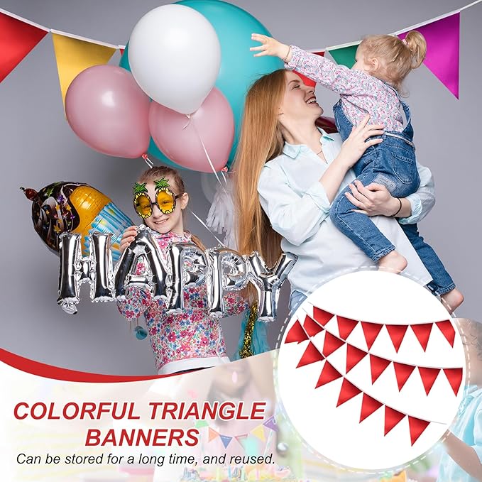 PATIKIL Pennant Banner Flags 33 Ft, 36 Pcs Colorful Triangle Banners Party Banner Bunting Garland String for Graduation Birthday Wedding Outdoor Decoration