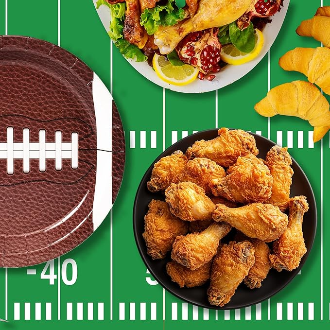 Football Party Decorations Disposable Tablecloth, 2 Pack, 54 x 108 Inch Plastic Touchdown Table Cover for Super Bowl, Birthday, Tailgate, Game Day Party Supplies