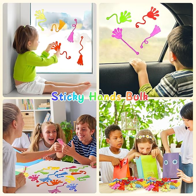 PICcircuit Sticky Hands Bulk 30 PCS Party Favors for Kids 4-8,8-12 Year Stretchy Sticky Hand Feet Goodie Bags Stuffers for Kids Classroom Prizes Easter Basket Stuffers Birthday Trinkets Slap Hand