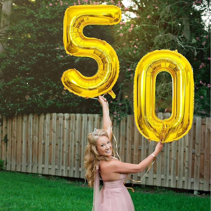Gold Number Balloons Birthday Balloons - Giant Gold Number 50 Balloon 40 inch, Numbers Balloon 10th Birthday Decorations, Gold Party Supplies for Women Men