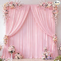 16x10FT Baby Pink Backdrop Curtains for Wedding Parties, Wrinkle Free Polyester Photography Backdrop Drapes for Wedding Baby Shower Birthday Parties Stage Background Stand Decorations 4x10ft,4 Panels
