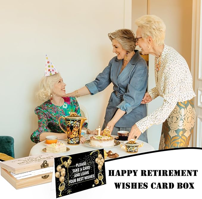 120PCS Retirement Card, Happy Wishes Card Box, Well Wish and Advice Congratulations Guest Book Cards, Retirement Party Favors and Going Away Party Decorations Supplies