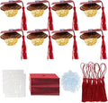 Gyufise 36Pcs Graduation Decorations 2026 Graduation Cap Cupcake Toppers Chocolate Decorations Mini Grad Cap Decor with Tassel Adhesive Dots for Class of 2026 Congrats Grad Wine Red