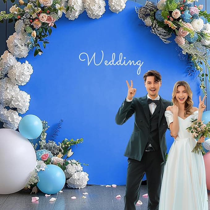 GALLETY Royal Blue 7.2FT Round Backdrop Cover for 5-7.2ft Stands - Polyester Adjustable Arch Decoration for Wedding, Party, Photography