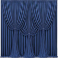 24x10FT Navy Blue Backdrop Curtains for Wedding Parties, Wrinkle Free Polyester Photography Backdrop Drapes for Graduation Baby Shower Birthday Stage Background Stand Decorations 4x10ft,6 Panels