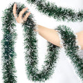 50Ft Christmas Tinsel Garland, Green Metallic Twist Garland for Christmas Tree Decorations, Xmas Tree Decor for Holiday Party Supplies (Green)