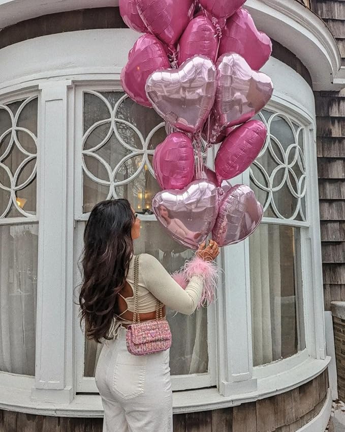 Valentines Heart Balloons 18 Inch Red Heart Balloons 12PCS Heart Shaped Balloons for Valentines Day Galentines Day Wedding Party Decorations