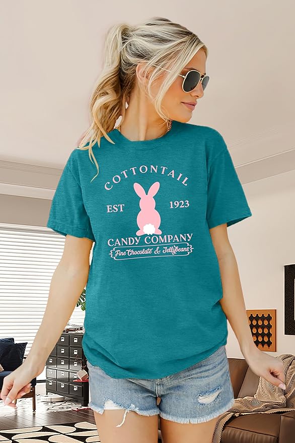 LAZYCHILD Women Easter Teacher Shirts: Funny Treat All with Kindness T-Shirt Bunny Rabbit Tee Tops