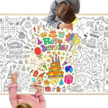 GWHOLE Happy Birthday Coloring Tablecloth, 40x28 Inch Coloring Poster Coloring Table Cloth for Kids Gift Birthday Parties, Classroom Activities