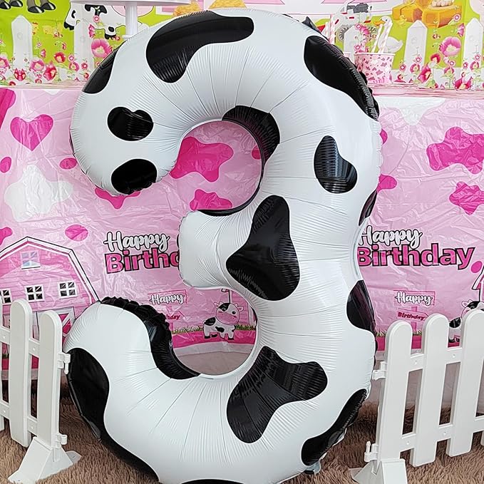 Cow Print Balloon Birthday Decorations Supplies,40 inch Number 5 Balloon | Cowgirl Theme Number Balloons for 5st Birthday Party | Farm Barn Decor for kids