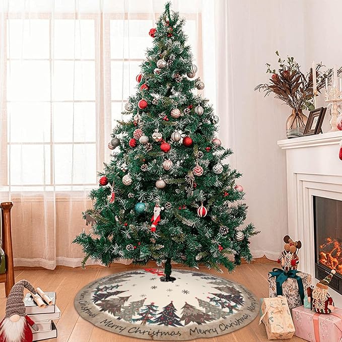 Christmas Tree Tree Skirt Xmas Tree Mat Christmas Tree Ornaments Decorations Holiday Party Indoor Outdoor 48"