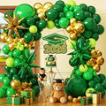 Green and Gold Balloon Garland Arch Kit with Stars, Different Sizes Emerald Dark Pastel Green Gold Balloons for Birthday Party 2026 Graduation Decorations Jungle Green Party Decorations