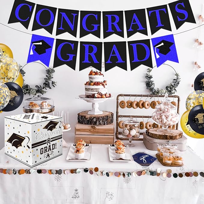 Graduation Card Box, Graduation Party Decorations 2025, White Graduation Box, Graduation Card Holder, Foldable Cardboard Congrats Grad Card Gift Box for Graduation Party Supplies Party Favors